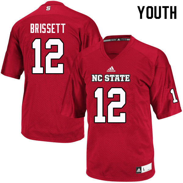 Youth #12 Jacoby Brissett NC State Wolfpack College Football Jerseys Sale-Red